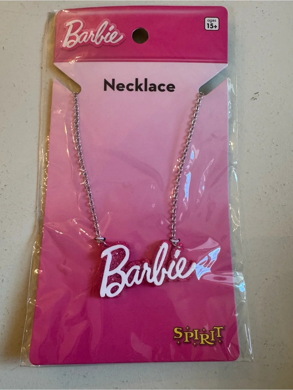 Barbie Pink and White Logo Necklace